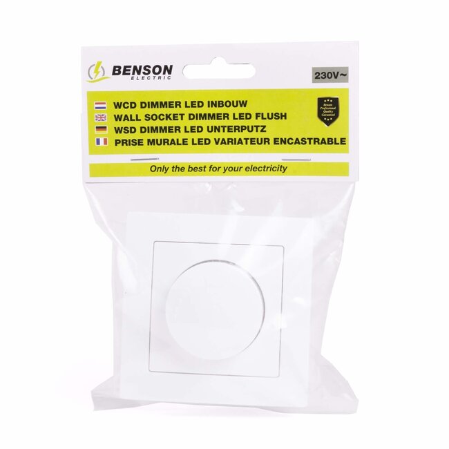 Benson Inbouwdimmer - LED - 5-100W - Wit - Met Afdekraam - 81x81x55 mm