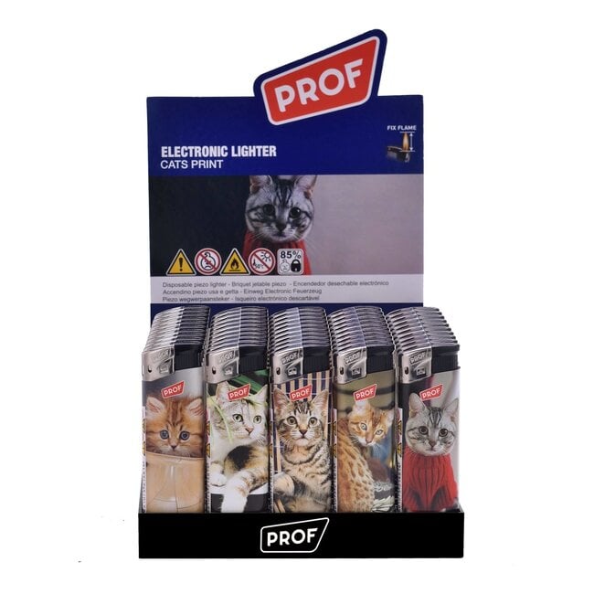 Prof Wegwerpaanstekers - kattenmotief - regelbare vlam - 50 stuks