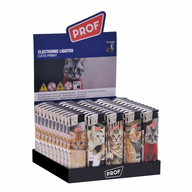 Prof Wegwerpaanstekers - kattenmotief - regelbare vlam - 50 stuks