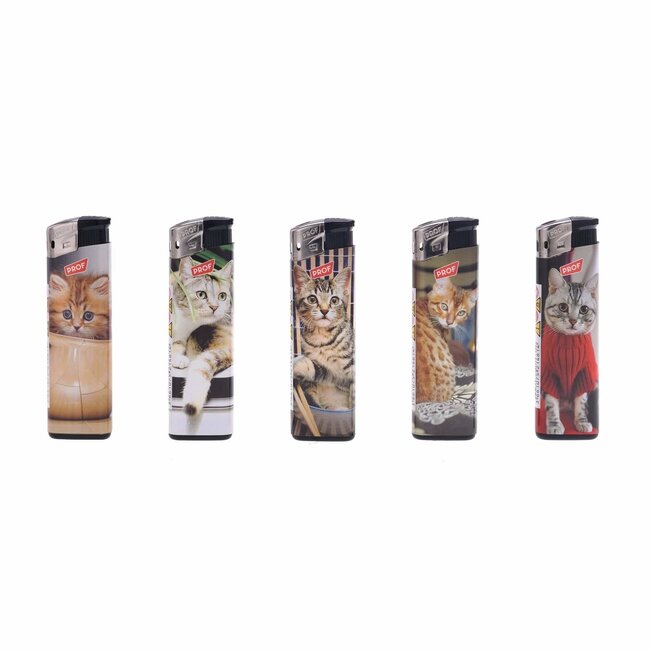 Prof Wegwerpaanstekers - kattenmotief - regelbare vlam - 50 stuks