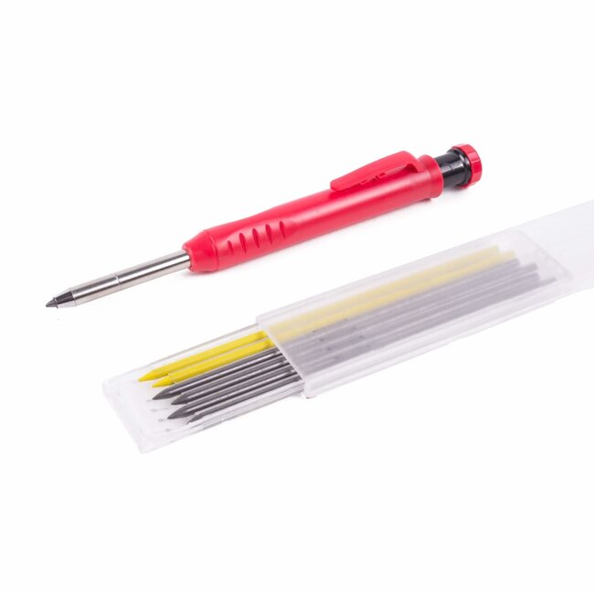 Benson Markeerpotlood met puntenslijper - 6 Reserve Potloden - voor diverse materialen - 2B hardheid