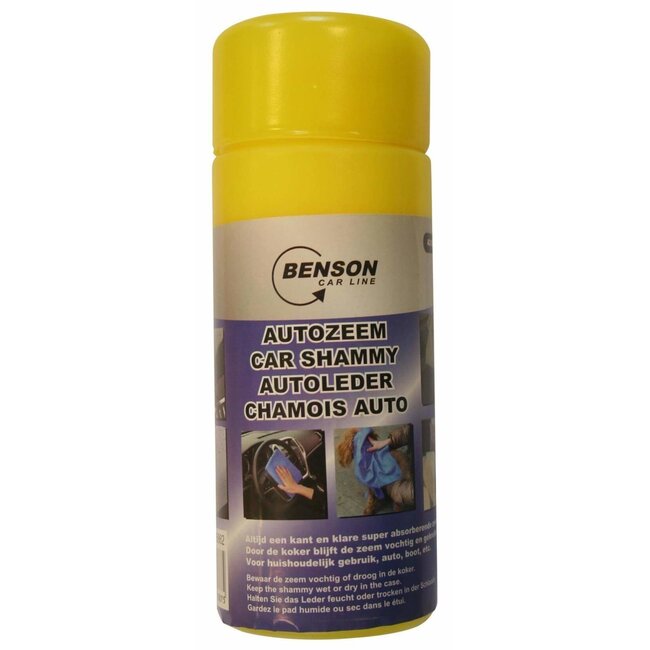 Benson Synthetische zeemdoek - autozeem - super absorberend - 40 x 30 cm - geel - met koker