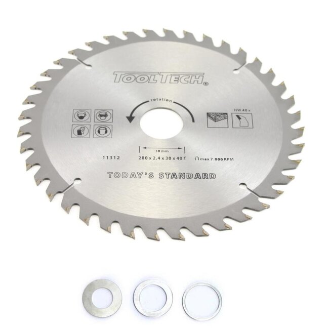 Tooltech Zaagblad Cirkelzaag Ø 200 mm x 40 Tanden - ATB / Wisseltand