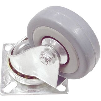 Tooltech Zwenkwiel 50 mm - Grijs Rubber - Plaatbevestiging - Belastbaar tot 27 kg