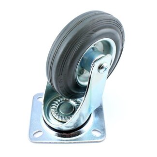 Zwenkwiel - Grijs Rubber - Rollager - Ø 125 mm - Max. 140 kg Belastbaar