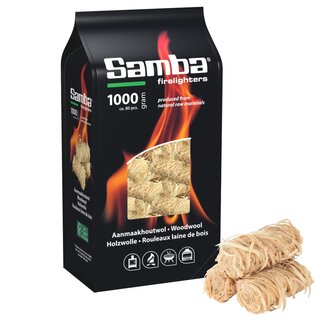 Samba aanmaakwokkels en aanmaakkrullen 1 kilo (80 stuks) met lange brandduur voor veilig en natuurlijk aansteken van BBQ, haard en vuurkorf