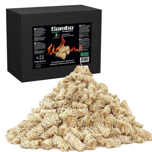 Samba Houtwol Aanmaakkrullen - 2 kg. in een Omdoos Samba Houtwol Aanmaakkrullen - 2 kg. in een Omdoos