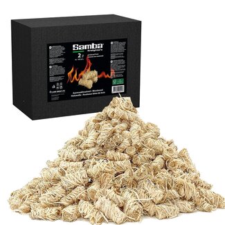 Samba aanmaakkrullen houtwol - brandduur 8-10 minuten - 3 kg - natuurkleur - circa 240 stuks - barbecue en open haard