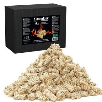 Samba aanmaakkrullen houtwol - plantaardige olie - lange brandduur - 4 kg - natuurlijk - 320 stuks - barbecue en open haard