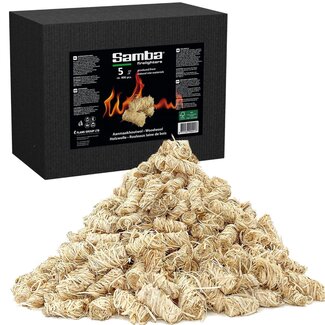 Samba aanmaakwokkels en aanmaakkrullen 5 kilo (ca 400 stuks) met lange brandduur voor veilig en snel aansteken van BBQ, vuurkorf en openhaard