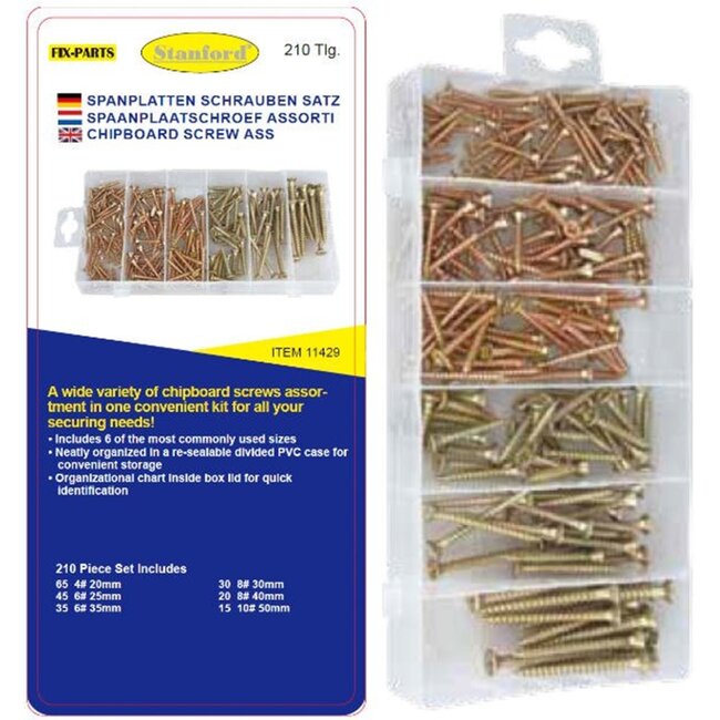StahlKaiser Spaanplaatschroeven Assortiment - Kruiskop - Verzinkt - 210 stuks - 20-50 mm