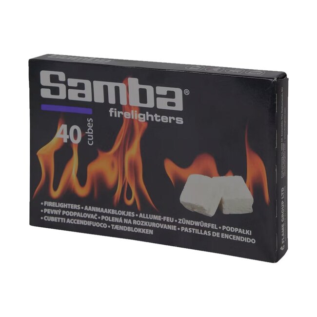 Samba Aanmaakblokjes - petroleumbasis - veilig aansteken, brandduur 10-12 min - wit - 40 stuks - barbecue en vuurkorf