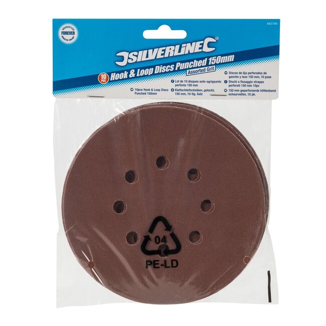 Silverline schuurschijven - aluminiumoxide klittenband geperforeerd - Ø 150 mm - 10 stuks - voor schuren van hout en metaal