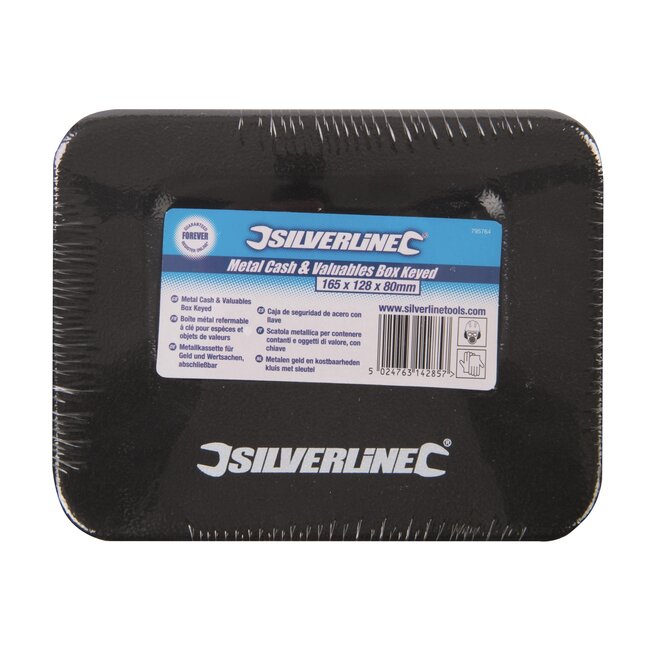 Silverline Geldkistje - staal - sleutelvergrendeling, uitneembare 8-vaks muntinzet - 165 x 128 x 80 mm - voor thuis en kantoor