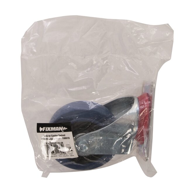 Fixman zwenkwiel - rubber - streepvrij - 100 mm - blauw - 140 kg draagvermogen - voor verhuizen en transport