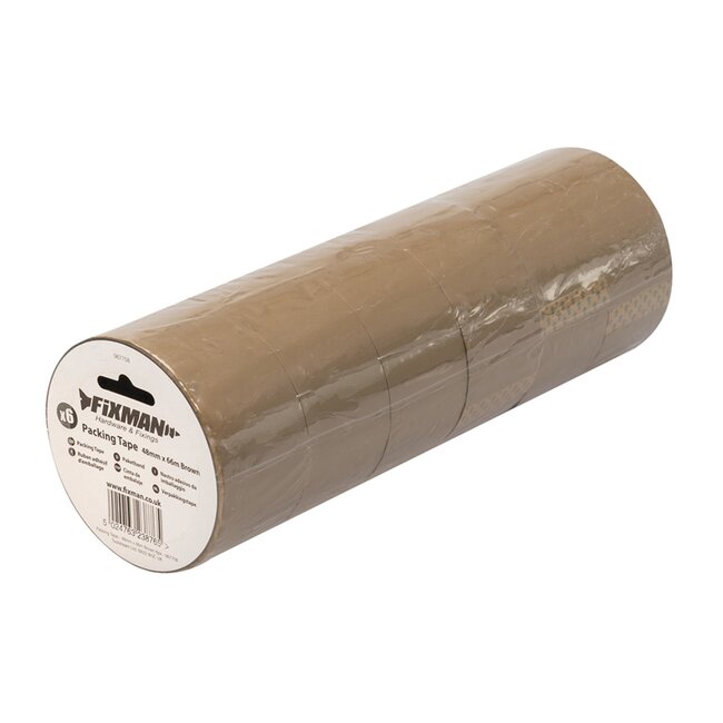 Fixman Verpakkingstape - polypropyleen - sterk en scheurbestendig - 48 mm x 66 m - bruin - 6 rollen - voor kartonnen dozen