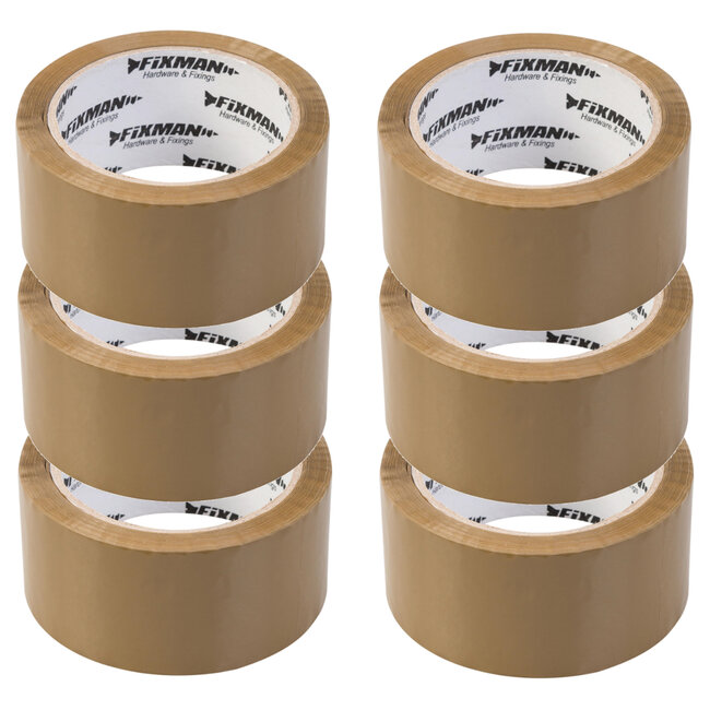 Fixman Sterke bruine inpaktape - 48 mm x 66 m - 6 rollen