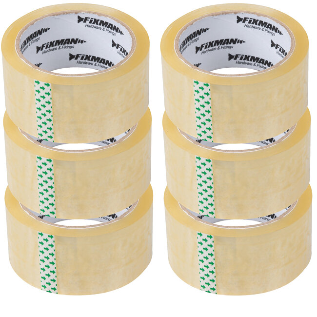 Fixman Inpaktape - Dozentape - Transparant - 48 mm x 66 meter - 6 Stuks