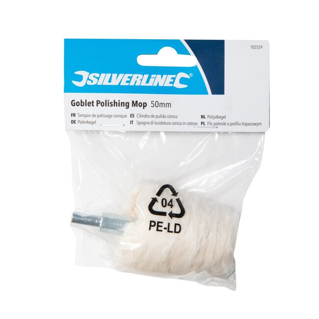 Silverline Polijstkegel - katoen - voor polijsten van holle en bolle oppervlakken - Ø 50 mm, spitse kegel 30 mm - wit