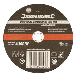 Silverline Metaal snijschijf - plat - heavy duty - Ø 230 mm - glasvezel versterkt
