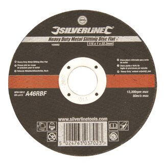 Silverline Heavy Duty metaal snijschijf - plat - Ø 115 mm - glasvezel versterkt - aluminiumoxide