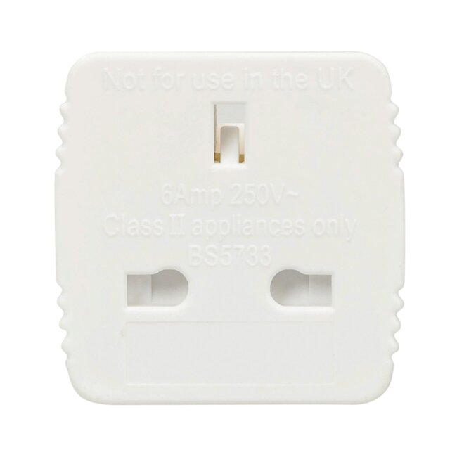 Powermaster verloopstekker - kunststof - type G naar type F zonder randaarde - 13 ampere - wit - voor Britse apparaten in Europa