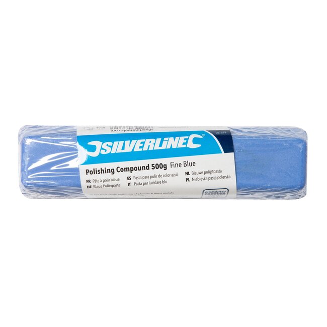 Silverline Polijstpasta blok - aluminiumoxide - hoogglans polijsten en aanscherpen - 500 gram - blauw - voor kunststof en metaal