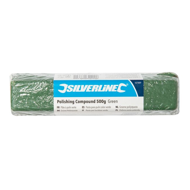 Silverline Polijstpasta blok - aluminiumoxide - grof polijsten, krassen/roest verwijderen - 500 gram - groen - voor metaal en auto