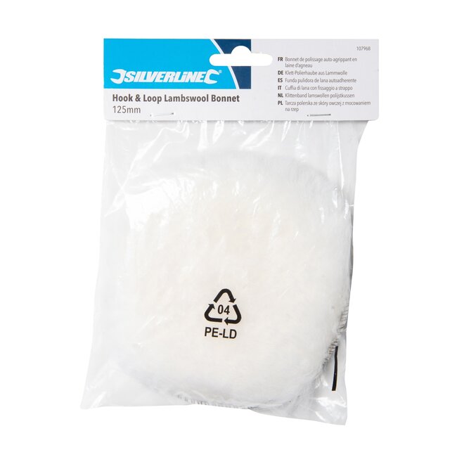 Silverline Lamswollen polijstkussen - Ø 125 mm - Klittenbandbevestiging - Lichtgewicht - Voor schuur- en polijstmachines