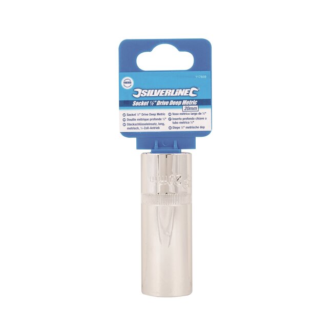 Silverline Diepe zeskantdop 20 mm - chroom-vanadiumstaal - roestbestendig - verchroomd - voor 1/2 inch aandrijving