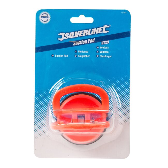 Silverline Glasdrager enkel met rubber zuignap - vacuum - 15 kg draagkracht - blauw - voor glas, tegels en plaatwerk uitdeuken