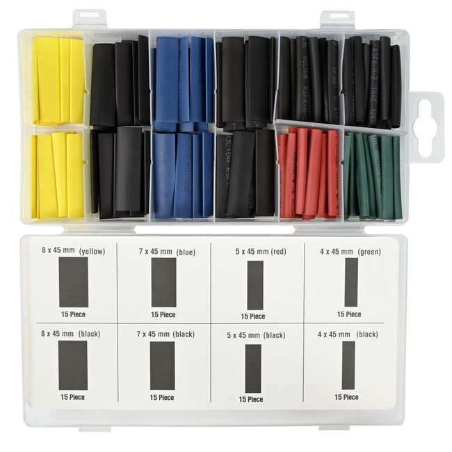 Benson Assortimentsbox met gekleurde krimpkousen - 120 delig - diverse maten