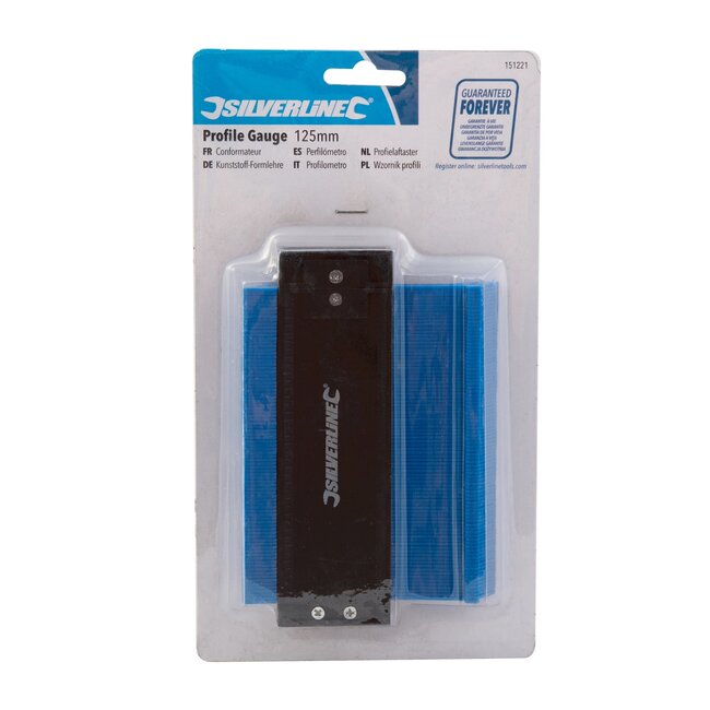 Silverline Profielmeter profielaftaster - duurzaam kunststof - 125 mm lengte, 45 mm diepte - vormen overbrengen - tegels en vloeren