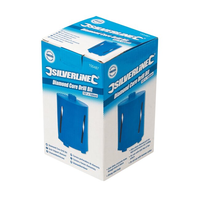 Silverline Diamantkernboor - diamantsegmenten - veiligheidskoppeling - Ø 107 mm x 150 mm - metselwerk, precisieboren