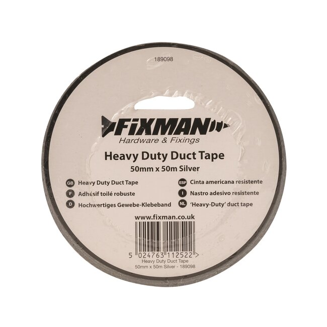Fixman Heavy-duty duct tape - 50 mm x 50 meter - zilver - waterbestendig en flexibel