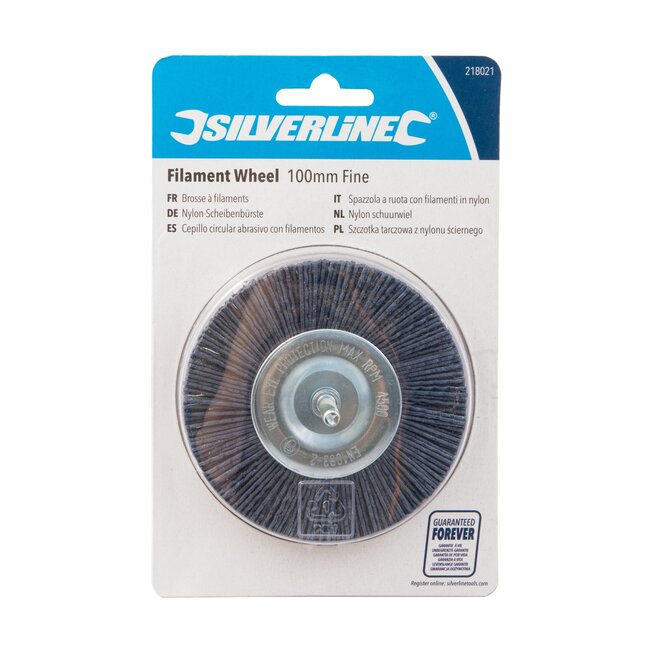 Silverline Schuurwiel voor boormachine - nylon met siliciumcarbide - ontbramen, vonkvrij - 100 mm - 6 mm schacht - metaal en hout