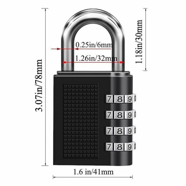 Stahlex Hangslot met cijfercode - stalen constructie - 80 mm - zwart