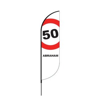 Beachflag Convex S-60 x 240 cm - Abraham 50 Jaar - Vlag Los