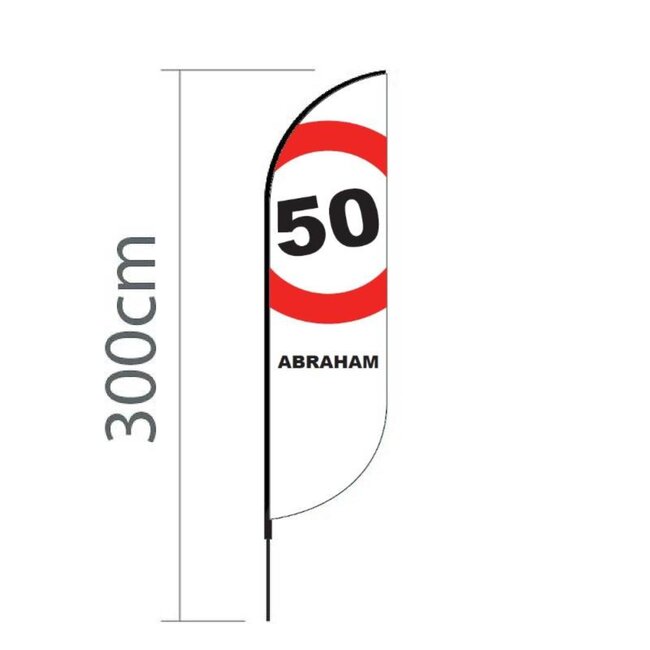 Proflag Beachflag Convex S-60 x 240 cm - Abraham 50 Jaar - Vlag Los