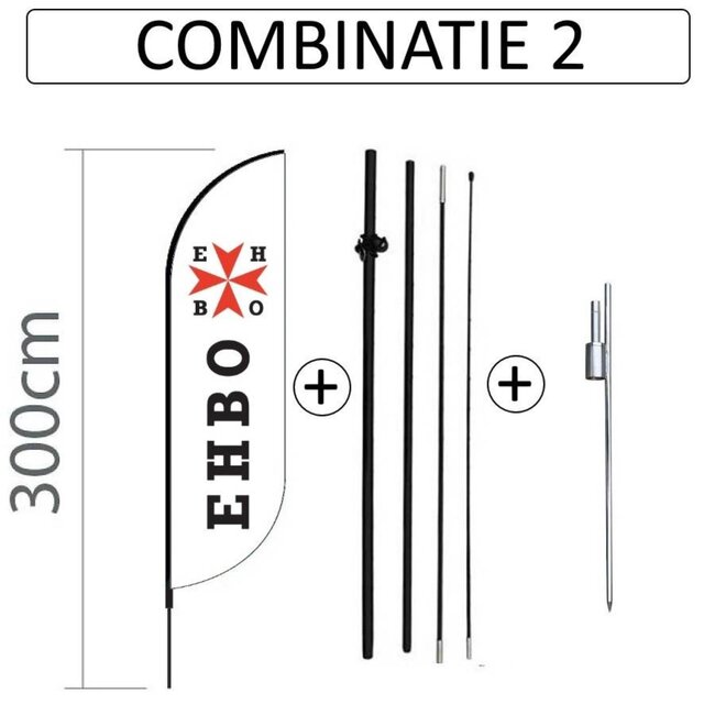 Proflag Beachflag Convex S-60 x 240 cm - Ehbo - Combinatie 2