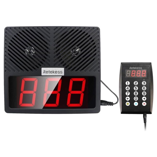 Retekess Volgnummersysteem - kunststof - draadloos 3-cijferig display met console - 26,5x23,5x6,5 cm - zwart - 3-delig - horeca