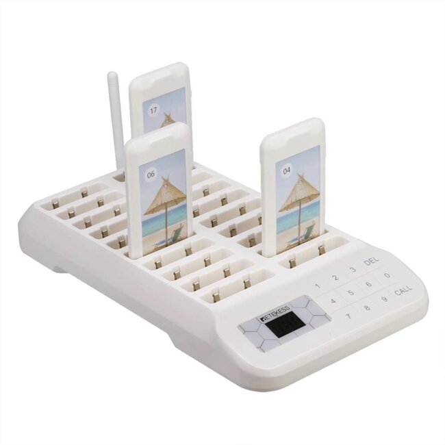 Retekess Gastenoproepsysteem horeca - kunststof, waterbestendig IP32 - zoemer 10,5 x 5,1 x 1,1 cm, 400 m - wit - 20 stuks