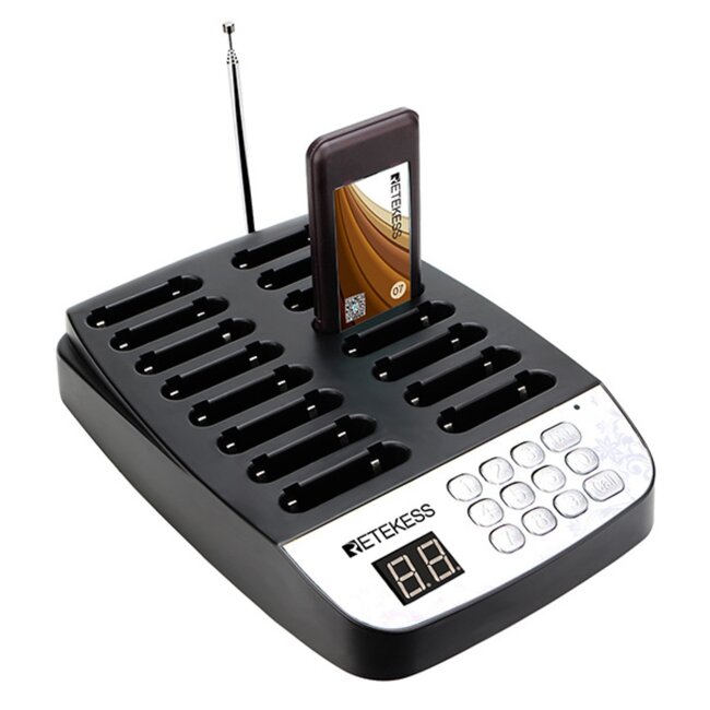 Retekess gasten oproepsysteem - kunststof - draadloos waterdicht ip32 - 10,6x5,2x1,1 cm - zwart - 16 stuks - horeca