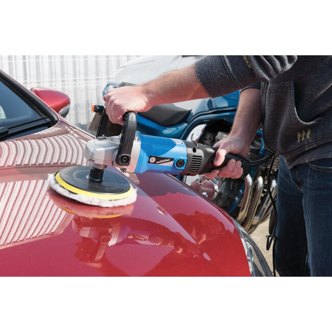 Silverline Schuur- en polijstmachine - metaal-kunststof - 1200W variabel - schijf 180 mm - zwart - auto en hout - met accessoires