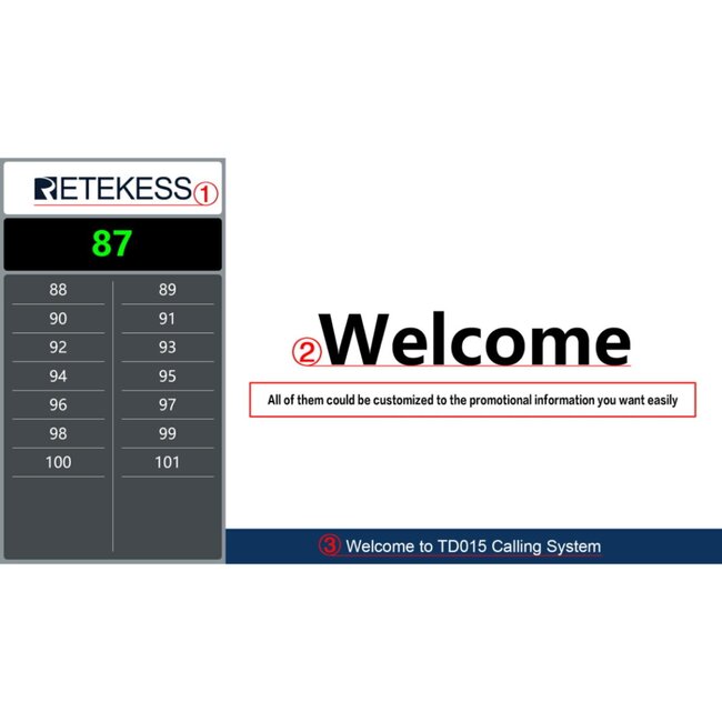 Retekess Oproepsysteem met weergavescherm - kunststof - hoge resolutie - zwart - draadloos wachtrijbeheer voor horeca en zorg