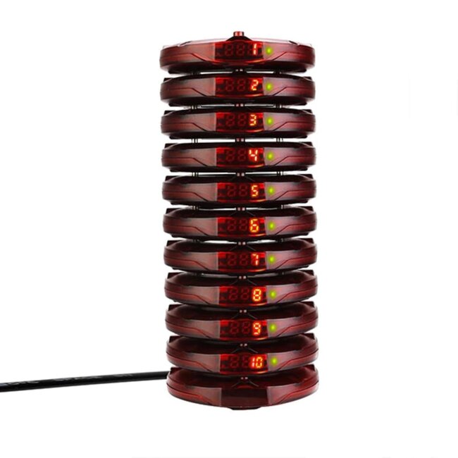 Retekess Gastenoproepsysteem - kunststof - gasten oproepen, met laadstation - 8,05 x 1,5 cm - zwart - 10 stuks - horeca