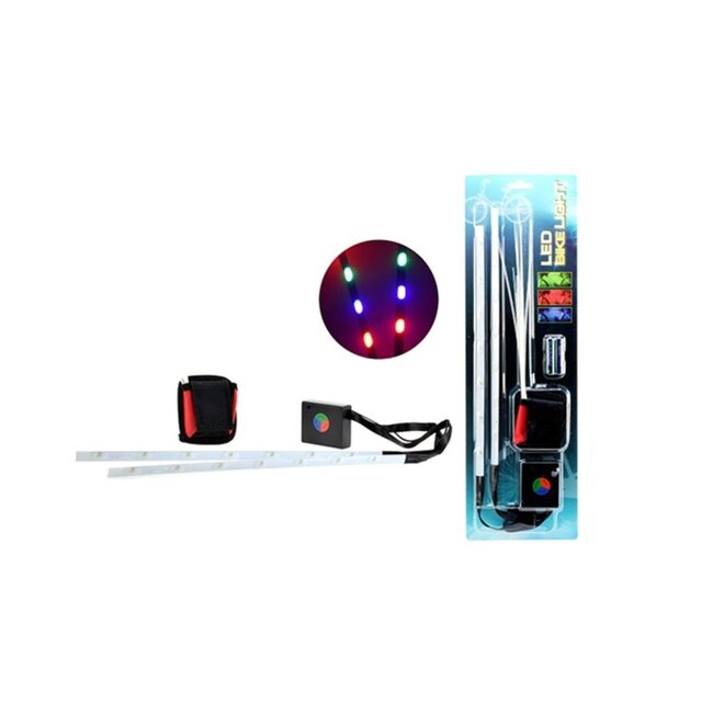 Toi-Toys Verlichtingsset fiets - led lichtstroken - 43 cm - multikleur