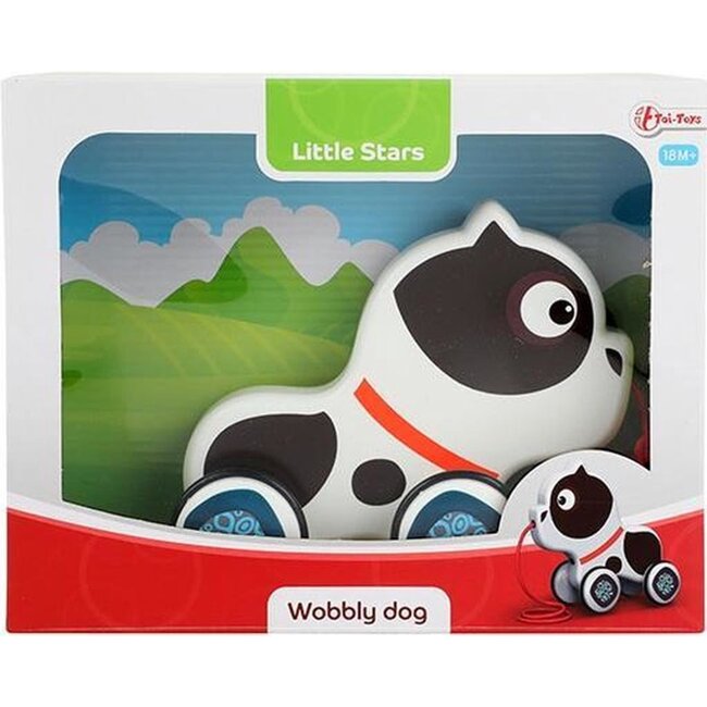 Toi-Toys Wiebelhond Trekfiguur - Zwart/Wit - Voor Peuters - Vanaf 18 Maanden
