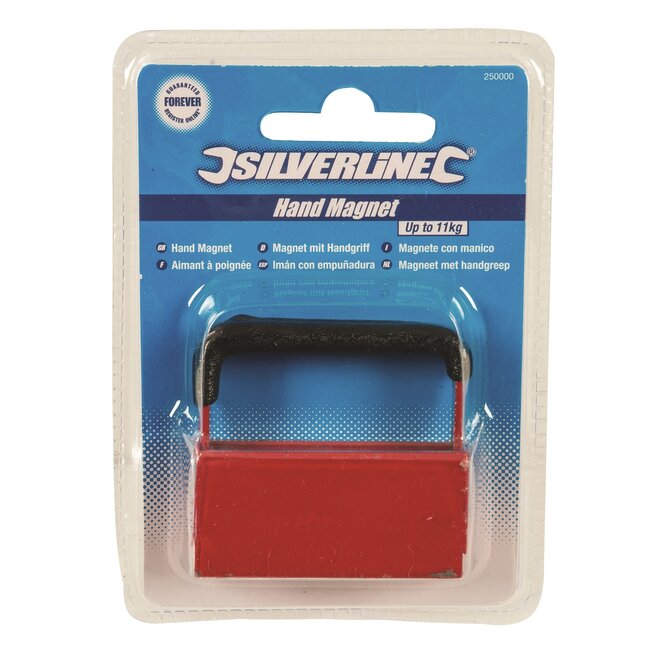 Silverline handmagneet met handvat - metaal - trekkracht 11 kg, poedergecoat - 35 × 20 mm - metaalkleur - voor spijkers en metaal