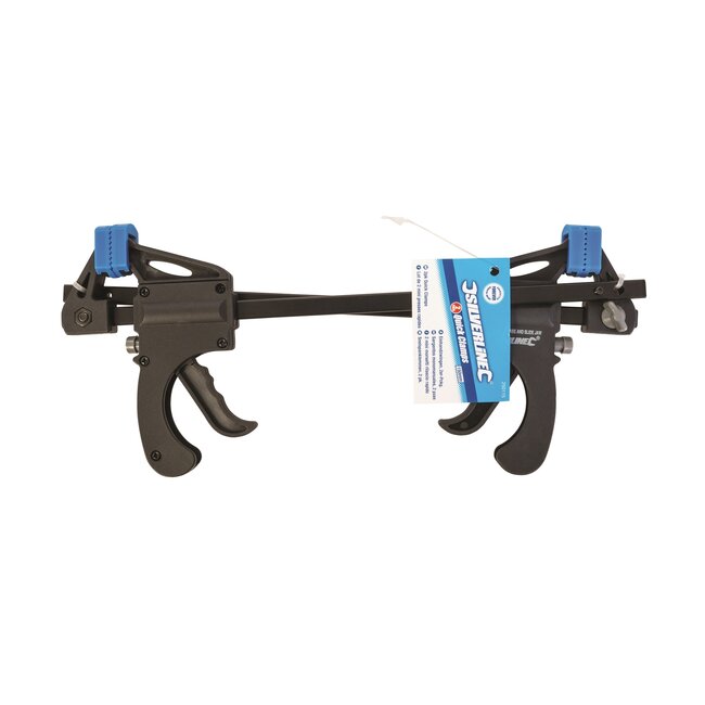 Silverline Snelspanklemmen - nylon kaken met verlosmechanisme - 15 cm - diepte 34 mm - 2 stuks - voor houtbewerking en modelbouw